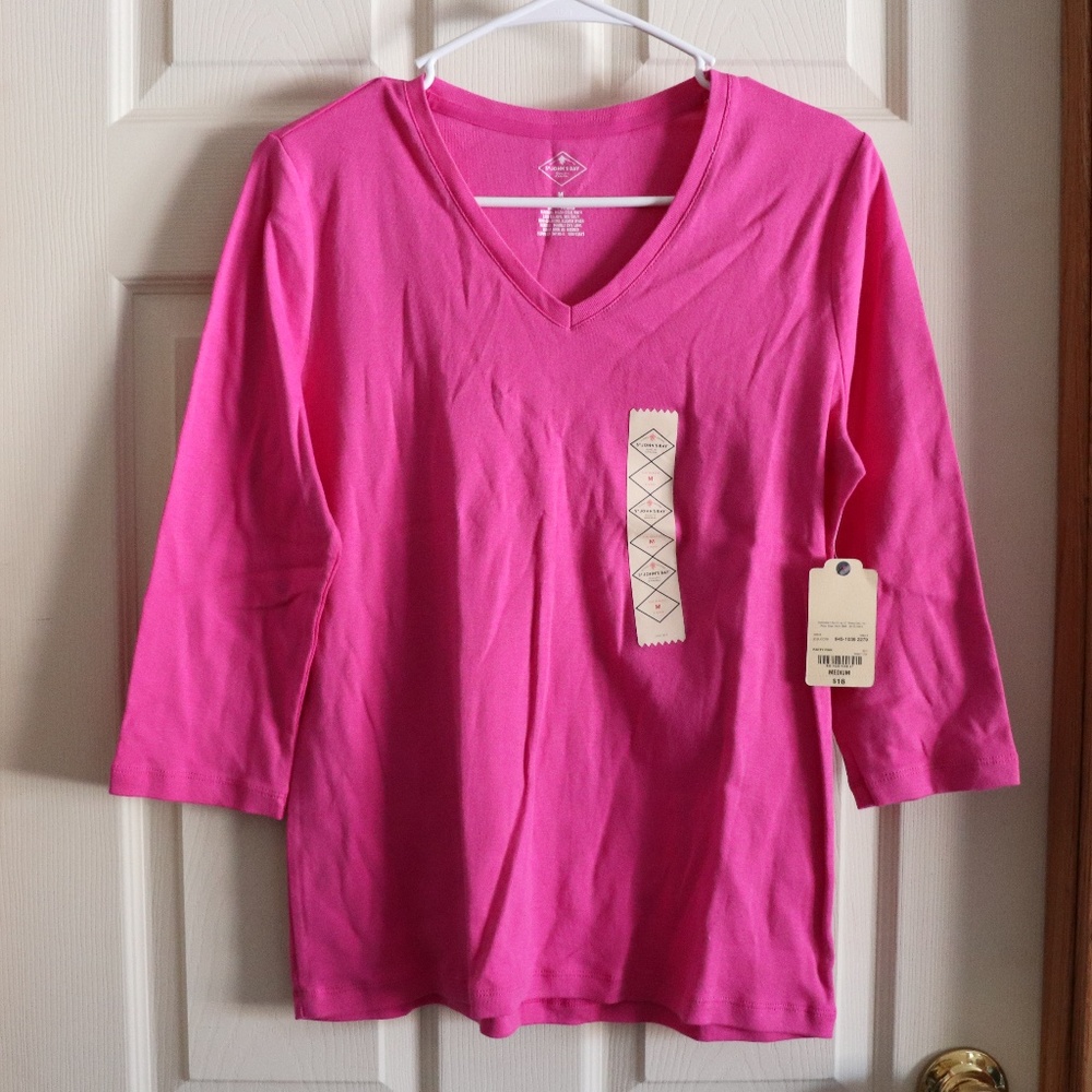 NWT St Johns Bay Pink 3/4 Sleeve Shirt